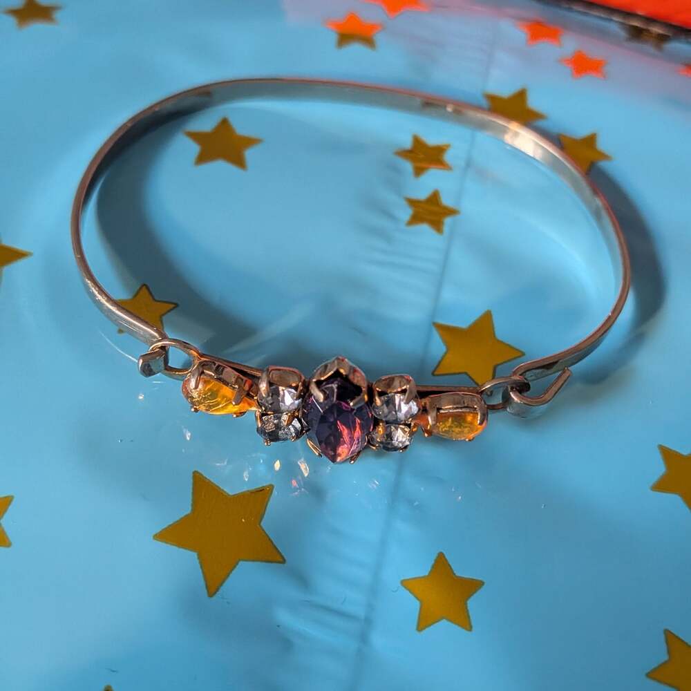 Vintage sterling silver amethyst and Ruby bracelet